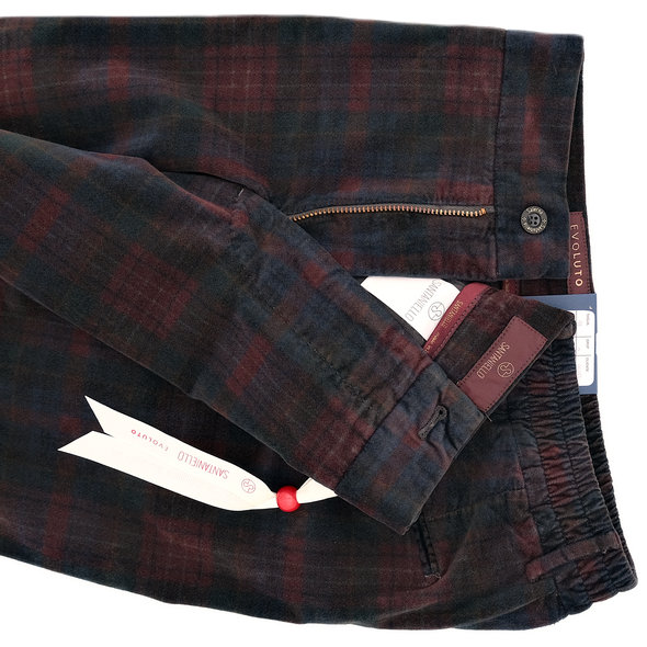 Red wine hunting checks "Evoluto" chino SANTANIELLO DSQE3877
