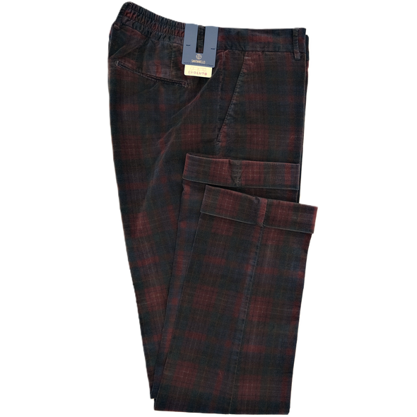 Red wine hunting checks "Evoluto" chino SANTANIELLO DSQE3877