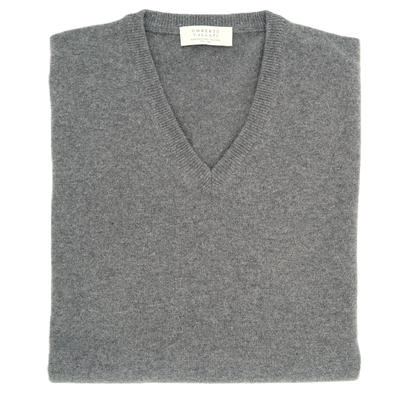 Dark grey V-neck sweater UMBERTO VALLATI