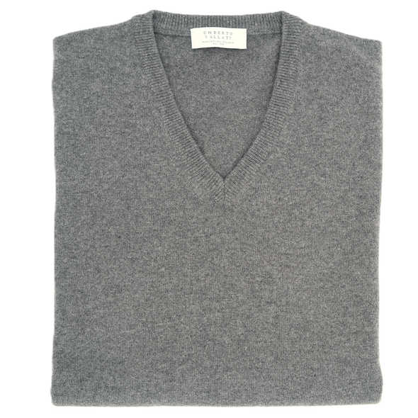 Dark grey V-neck sweater UMBERTO VALLATI