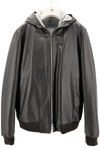 Chocolate "hooded" leather jacket FRADI