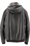 Chocolate "hooded" leather jacket FRADI