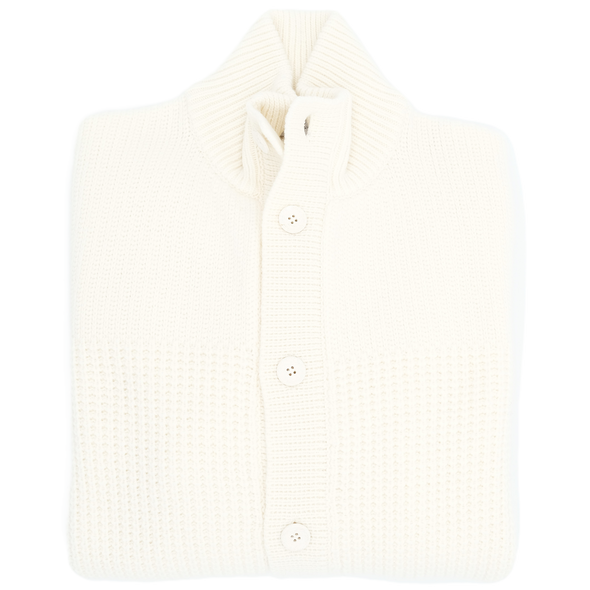 Off white "honetcomb patterns" cardigan UMBERTO VALLATI