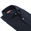 Dark blue "washed cotton and wool" casual shirt GRIGIO