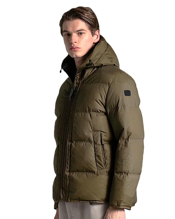 Kaki "Highland" hooded down jacket DUNO