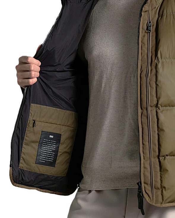 Kaki "Highland" hooded down jacket DUNO