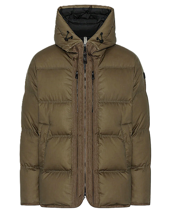 Kaki "Highland" hooded down jacket DUNO