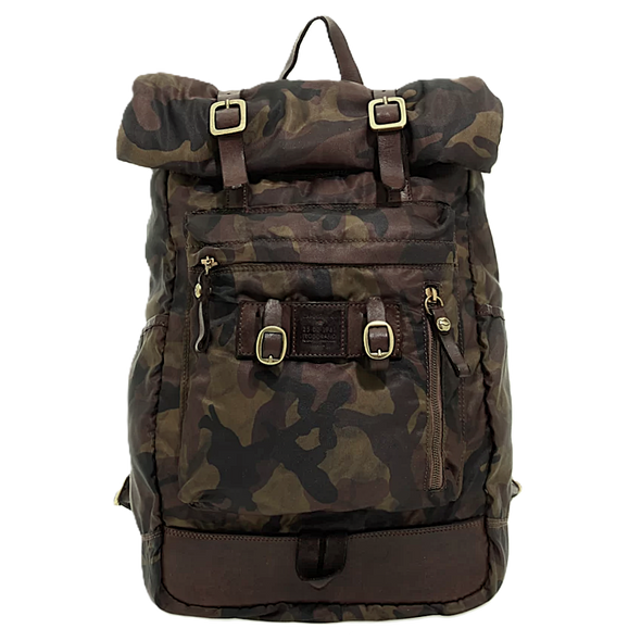 Leather and camo polyamide fabric "Londra" backpack CAMPOMAGGI