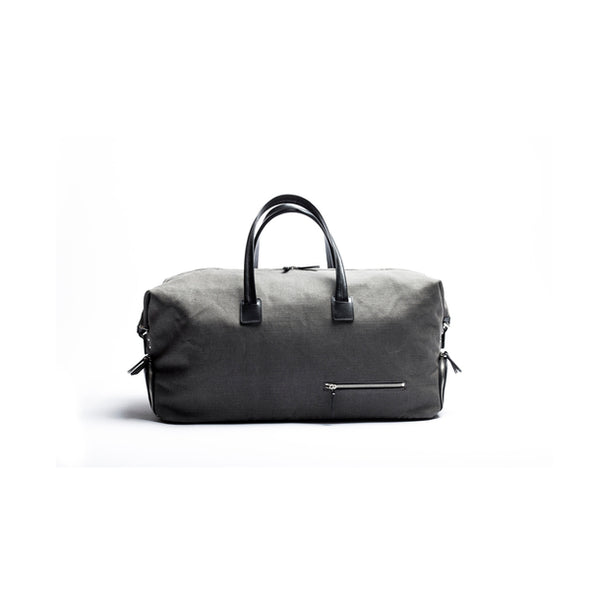Voyager bag LUNDI Remington grey canvas and black leather