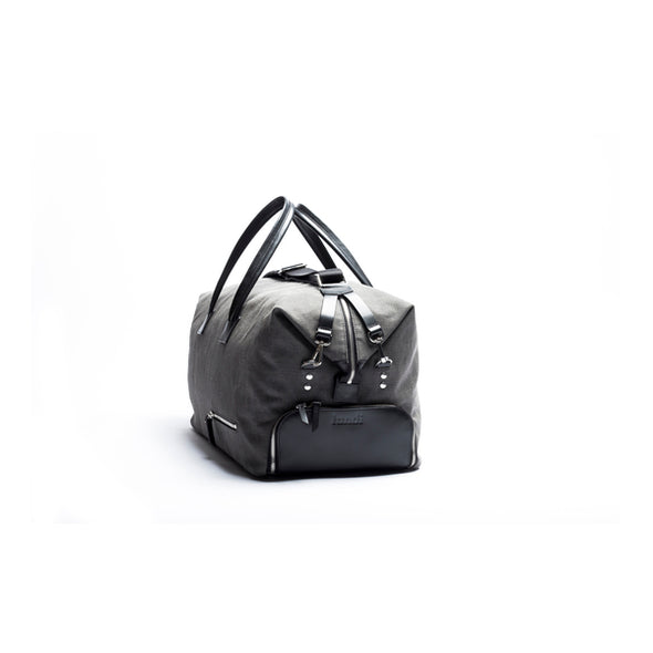Voyager bag LUNDI Remington grey canvas and black leather