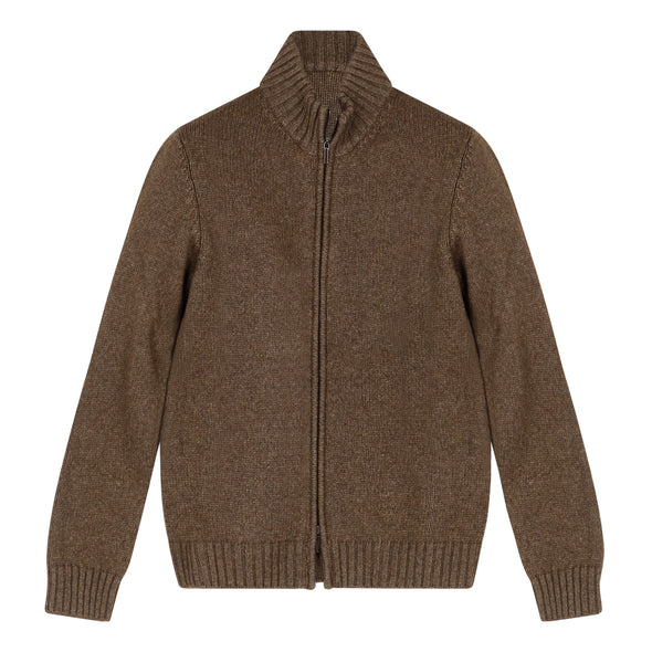 Brown zipped cardigan MAURO OTTAVIANI