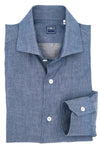 Mid blue denim "cotton voile" casual shirt FEDELI