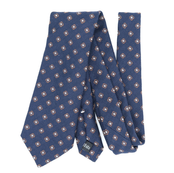 Night blue tie with floral patterns CALABRESE