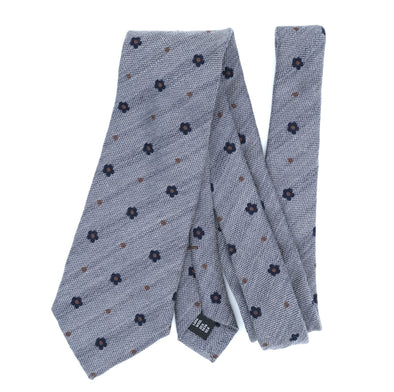 Mid grey tie with floral patterns CALABRESE