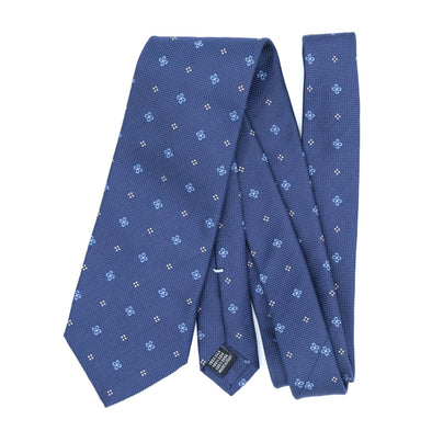 Navy blue tie with floral patterns CALABRESE