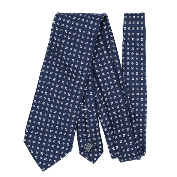 Dark blue tie with floral patterns CALABRESE