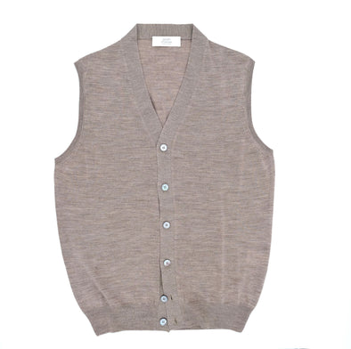 Hazelnut sleeveless cardigan MAURO OTTAVIANI