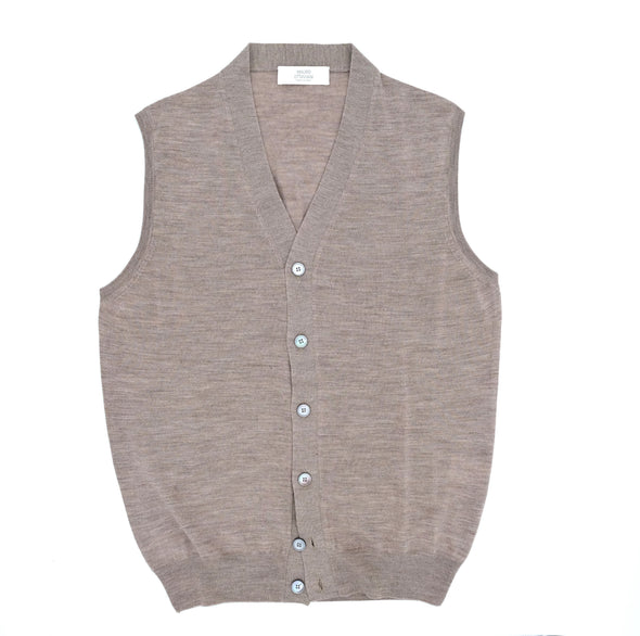 Hazelnut sleeveless cardigan MAURO OTTAVIANI