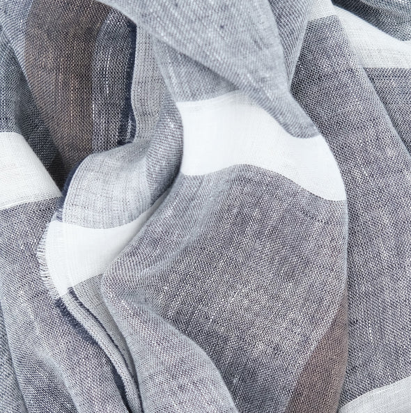 Blue denim background colour with off white and brown large squares scarf ROSI