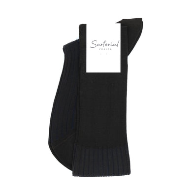 Brown and blue stripes knee-high socks