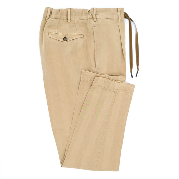 Beige cotton herringbone casual suit SANTANIELLO