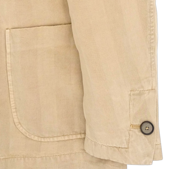 Beige cotton herringbone casual suit SANTANIELLO