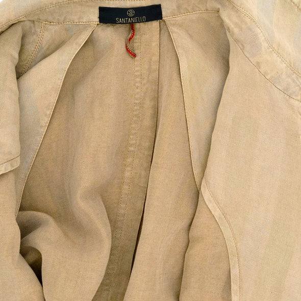 Beige cotton herringbone casual suit SANTANIELLO