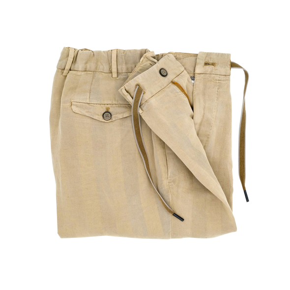 Beige cotton herringbone casual suit SANTANIELLO