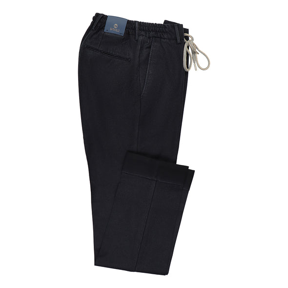 Navy blue washed flannel chino SANTANIELLO