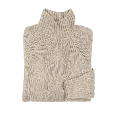 Beige funnel collar sweater PESERICO