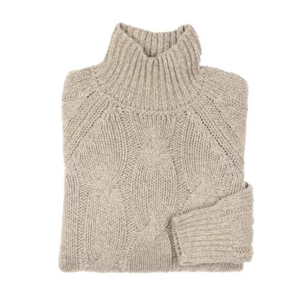 Beige funnel collar sweater PESERICO
