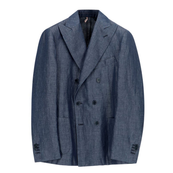 Electric blue denim "double-breasted" sport Jacket SANTANIELLO