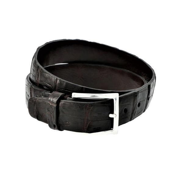 Dark brown crocodile classic belt