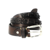 Dark brown exclusive leather & crocodile belt