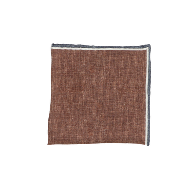 Brown colour with white and blue denim edge pocket square ROSI