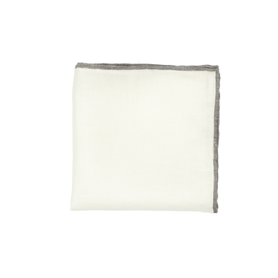 White colour with grey edge pocket square ROSI
