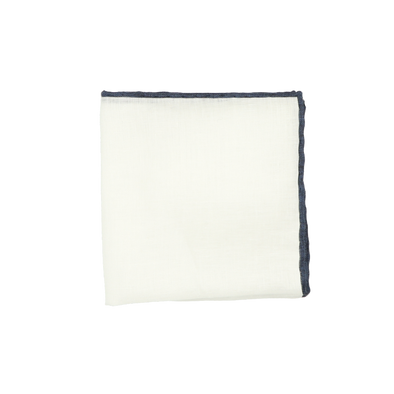 White colour with navy blue edge pocket square ROSI
