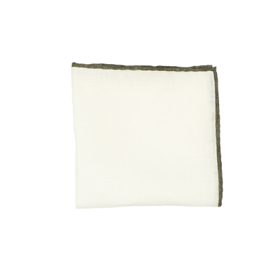 White colour with military green edge pocket square ROSI