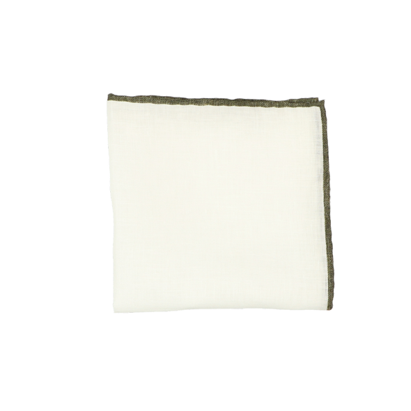 White colour with military green edge pocket square ROSI