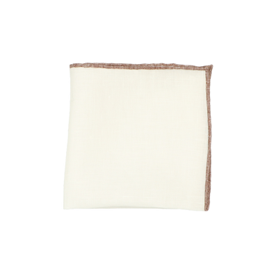 White colour with light brown edge pocket square ROSI