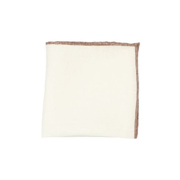 White colour with light brown edge pocket square ROSI