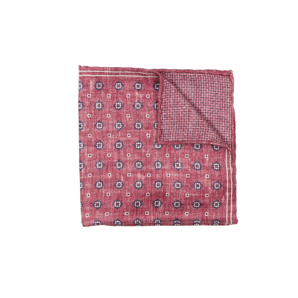 Raspberry background with blue flowers patterns pocket square ROSI